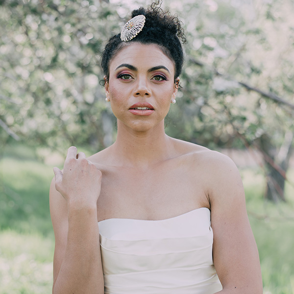Bride holding her elbows